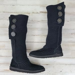 UGG Classic Black Cardy Tall Knit Boots